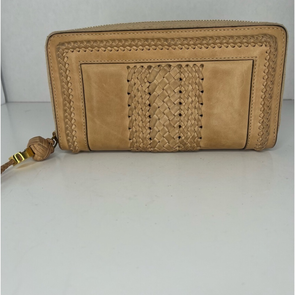 🤎Gucci Tan Bamboo Braided‎ Leather Long Zip Around Wallet w/ Zipper Charm🤎